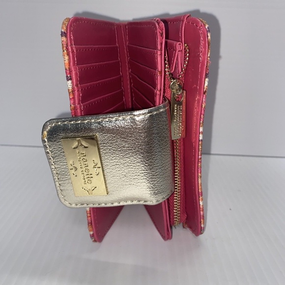 Nanette Lepore Stripe Wallet 6" Gold & Pink & Orange & White- - Picture 5 of 8